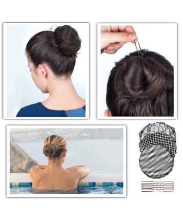 Shop Stylish Hair Network Bun - Mesh Hair Nets with Elastic Edge Reusable Includes 20 Golden Hairpins - Perfect Invisible Bun for Women (3 Pieces) - Buy Online on GoSupps.com