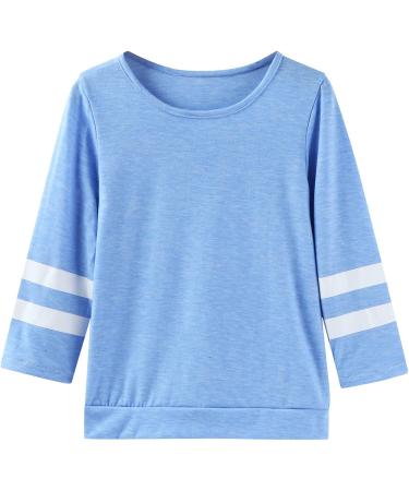 WHVFSSG Teen Girls Soft Striped Long Sleeve Tunic Top | Casual Crewneck Pullover Sweatshirt | 1-blue, Size 12-13 Years - Buy Online on GoSupps.com
