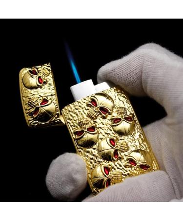 2 (Pcs) Metal Skull Jet Torch Lighter Refillable Butane and Adjustable Lighters Jet Flame Windproof Lighter Birthday Outdoor BBQ Candles (No Methane Gas) - Buy Online on GoSupps.com