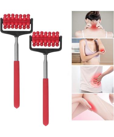 Adjustable Telescopic Back Massage Roller - 2 Piece Stainless Steel Relief Device for Full Body Use - Portable & Easy to Use (Red) - Buy Online on GoSupps.com