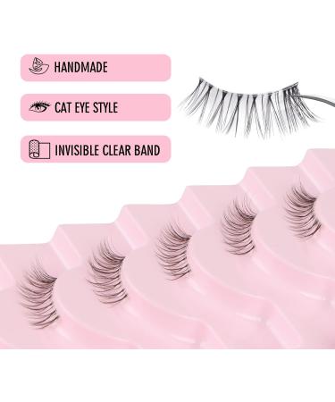 10 Pairs Glowingwin Short Wispy Cat Eye Half Lashes - Natural False Eyelashes with Clear Band - Handmade Reusable Soft Mink Lashes - Corner Lashes 3/4 Length - Fluffy & Transparent Fake Lashes - Style 08 - Buy Online on GoSupps.com