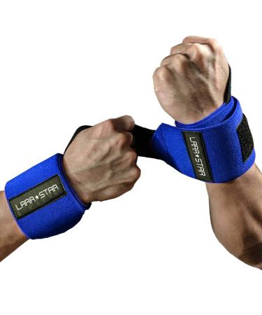 Lara Star wrist bandages for weightlifting with a robust thumb loop powerlift cross training bodybuilding 55.9 cm professional quality for gym men and women weightlifting and strength training blue