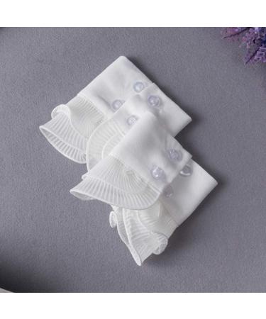 Mollensiuer Detachable Shirt Fake Sleeve Cuffs - White Fashion Pleated Horn & Lace Layered False Sleeves - Buy Online on GoSupps.com