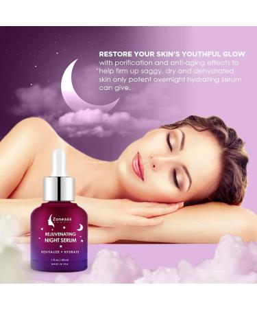 Zone-365 Advanced Night Facial Serum with Hyaluronic Acid, Vitamin E & Witch Hazel - 1fl oz - Reduce Wrinkles & Imperfections - Buy Online on GoSupps.com