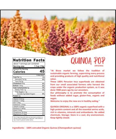 Bivvo Market Original Quinoa Puffs - Superfood Snack Rich in Vitamins, Minerals, and Fibers - Buy Online on GoSupps.com