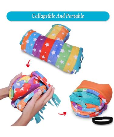 HOMEYA Pet Small Animal Tunnel with Fleece Forest Curtain - Hideout Play Tube for Guinea Pigs, Chinchillas, Hedgehogs, Rats, Sugar Glider - Rainbow, S-10.8 X 4.7 - Buy Online on GoSupps.com
