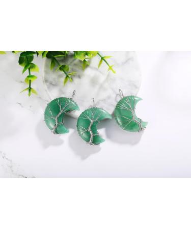XIANNVXI Crystal Crescent Moon Necklace for Women - Tree of Life Wire Wrapped Healing Aventurine Pendant | Reiki Spiritual Jewelry - Buy Online on GoSupps.com