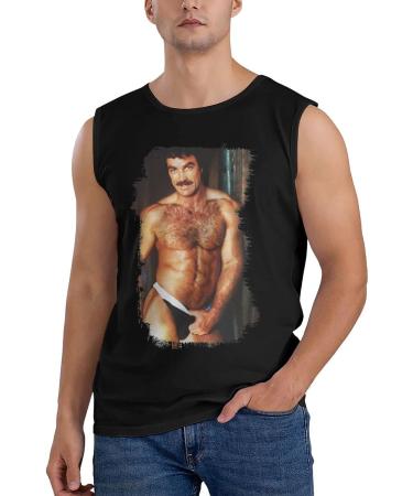 Tom Selleck Tank Top - Men's Round Neck Sleeveless Fitness Vest - X-Large - Buy Online on GoSupps.com
