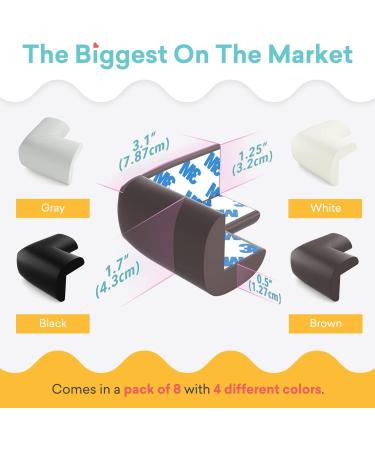 Baby Proofing Table Corner Protectors for Baby Extra Large Size with Pre-Applied Double Sided Tape  Child Safety Furniture Baby Bumpers  8 Pack  Brown Brown X-Large (Pack of 8) - Buy Online on GoSupps.com