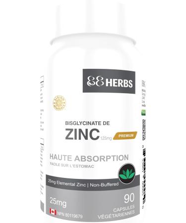 Zinc Bisglycinate Highest Absorption Non Buffered Premium Grade - 90 Veg Caps 25 mg (Elemental Zinc) - Buy Online on GoSupps.com
