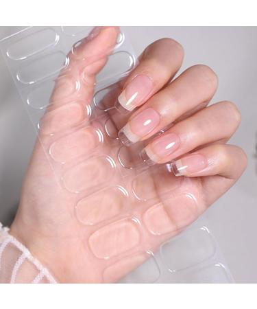 Semi Cured Gel Nail Polish Strips Gel Nail Stickers 22 Stickers Nail Wraps Soft Self-Adhesive Gel Nail Stickers Clear Gel Nail Strips - UV/LED Lamp Required