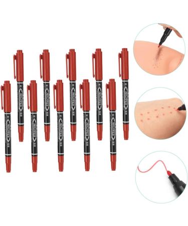 Healeved 10pcs Marker Pen Waterproof Brow Pencil Brow Pen Pencils Tool Plastic Red 13.9x1.8cm Red - Buy Online on GoSupps.com