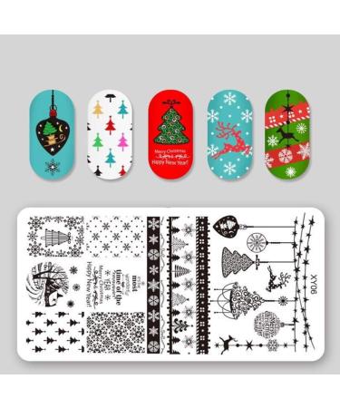 Minkissy Christmas Nail Art Stamp Plate Set - 5-Part Holiday Designs for Festive Manicures | Snowflakes Reindeers Trees & Bells - Buy Online on GoSupps.com