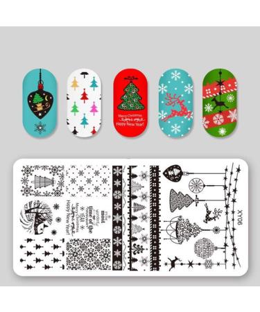 Lurrose Christmas Nail Stamps - 5 Pcs Festive Motifs | Tree Snowflake & Moose Nail Art Stencils for Women & Girls - Buy Online on GoSupps.com