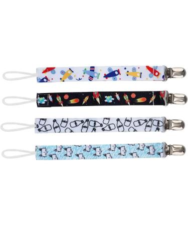 Atyhao Baby Pacifier Clips Set - 4 Modern Chain Print Cotton Nipple Holders | Universal Leash for Baby Shower Gifts & Plush Toys - Buy Online on GoSupps.com