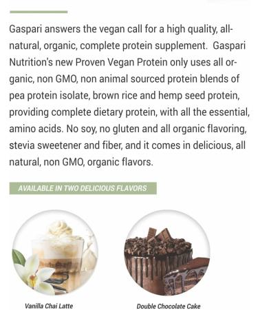 Gaspari Nutrition Proven Vegan Protein - Organic Gluten-Free Soy-Free Non-GMO (2lbs Vanilla Chai Latte) - Healthy Plant-Based Protein Powder - Buy Online on GoSupps.com