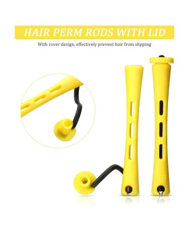 60 Yellow Permanent Hair Rods - Non-Slip Plastic Cold Wave Rollers with Rubber Tape (0.28 inches) - 1 Pack - Buy Online on GoSupps.com