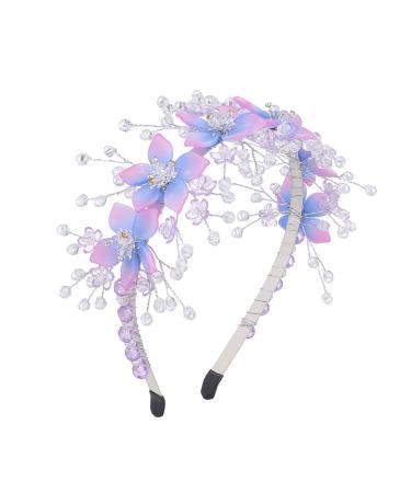 IYOU Floral Wedding Headbands Purple Sparkly Crystal Headpiece Birthday Bridal Wedding Hair Hoop for Flower Girls