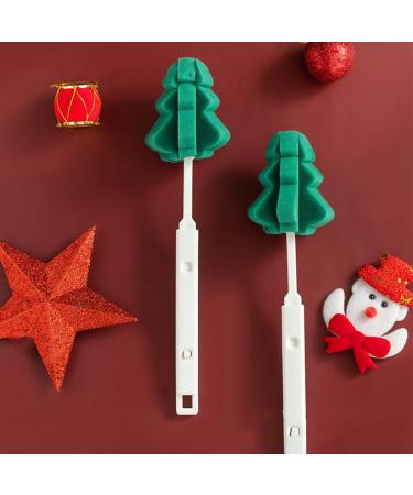 Jbnmvc 3Pcs Christmas Tree Shape Retractable Cup Brush Sponge Long Handle Telescopic Wineglass Coffe Tea Glass Bottle - Buy Online on GoSupps.com