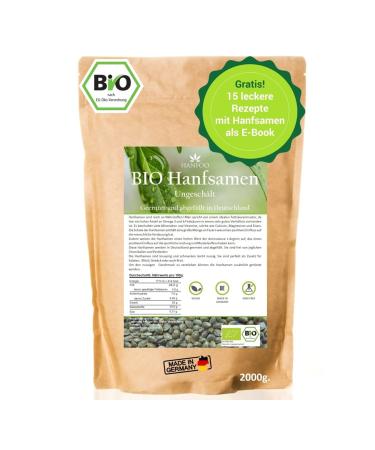 ORGANIC hemp seeds unpeeled 2kg from Germany from the German organic field + digital recipe book - Buy Online on GoSupps.com