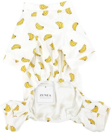 Zunea Little Dog Overall - Enchanting Banana Romper | Soft Cotton Pajama Clothing for Pets Unisex 4-Legged Sleepwear for Cats & Puppies (Pack of 1) - Buy Online on GoSupps.com
