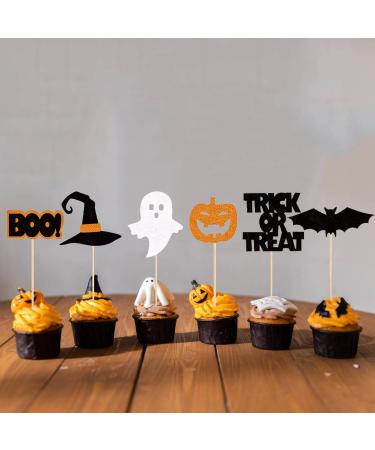 UXYOKM 24Pcs Halloween Cupcake Toppers Pumpkin Witch Hat Ghost Bats Boo Trick or Treat Cupcake Picks Baby Shower Birthday Halloween Themed Party Cake Decorations Supplies Halloween B - Buy Online on GoSupps.com