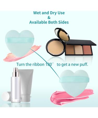 Start Makers Heart-Shaped Makeup Puffs - Soft Velvet Sponge Puffs for Face Makeup - Reusable & Portable - 2PCs Set in Pink & Green - Buy Online on GoSupps.com