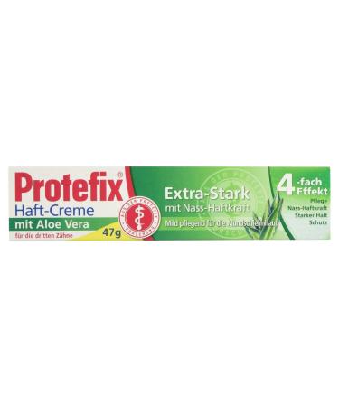 Protefix Adhesive Cream with Aloe Vera for Dentures Extra Strong with Long-lasting Effect 47g Cream
