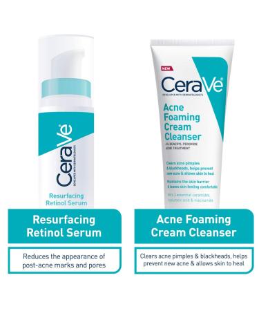 CeraVe Acne Treatment Bundle: Foaming Cream Cleanser & Retinol Serum for Post-Acne Marks - 6oz Total - Buy Online on GoSupps.com