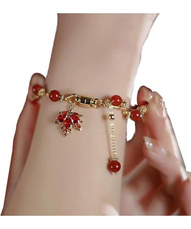Vsilay Lianxue Elegant Crystal Pearl Bracelets - Fashionable Maple Blade Charm Jewelry for Women & Girls - International Shipping Available - Buy Online on GoSupps.com