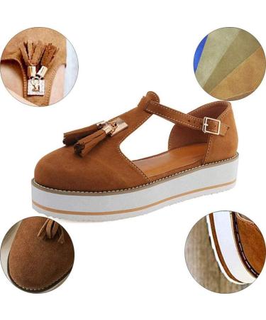 Buy Women's Summer Platform Sandals - Tassel Round Toe Leather Buckle Ankle Straps | Vintage Casual Espadrilles Sneakers (Dark Light Grijs 41 EU) - International Shipping Available - Buy Online on GoSupps.com