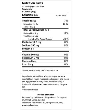 Nyakers Pepparkakor Swedish Ginger Snaps Vegan Cookies Dairy-Free Snacks Gourmet Cookies Food Gift for Christmas Thanksgiving Packed in Beautiful Tin - 26.45oz Sold by Essential Products - Buy Online on GoSupps.com