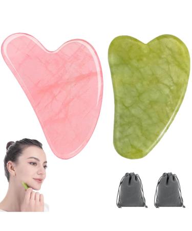 2 pieces Gua Sha Gua Sha Stein Guasha Stein Set Rosenquarz Gua Sha Rosenquarz Facial Massage Jade Stein Face Massage Stein Face Massager Massage Stone Face Massage Stones