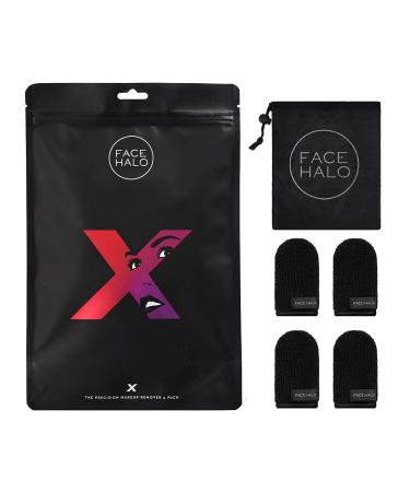 Face Halo X | Precision Makeup Remover Wipes and Wash Bag Remove Makeup with Just Water Reusable Microfiber Makeup Touch-Up Mini Towel Erases Makeup in Hard To Reach and Sensitive Areas (4-Pack) 4 Pack