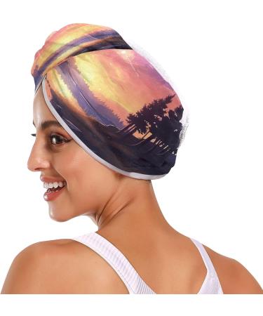 Galaxy Sky Forest Hair Towel 2 Pack - Super Absorbent Quick Dry Hair Turbans for Women & Girls - Buy Online on GoSupps.com