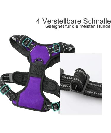 No Pull Adjustable Dog Bowls | Breathable Reflective Soft Padded Dog Dishes - Purple Medium - Buy Online on GoSupps.com