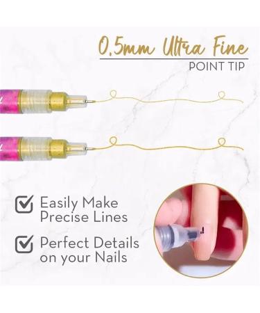 12 Colors Ultra Thin Curve Manicure Marker Set - 12PCS | Precision Nail Art Pens - Buy Online on GoSupps.com
