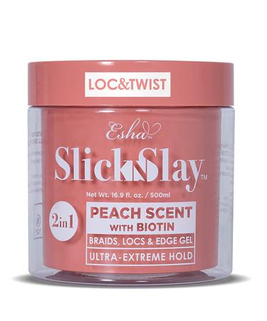 Esha Slick N Slay Braiding Gel 3-in-1 Braid and Edge Gel Ultra Extreme Hold Gel for Hair Hydrating and Conditioning Shining Gel Fast Dry Locking Gel for Locs Twists Braids (PEACH 17 oz.) Peach 17 Fl Oz (Pack o...