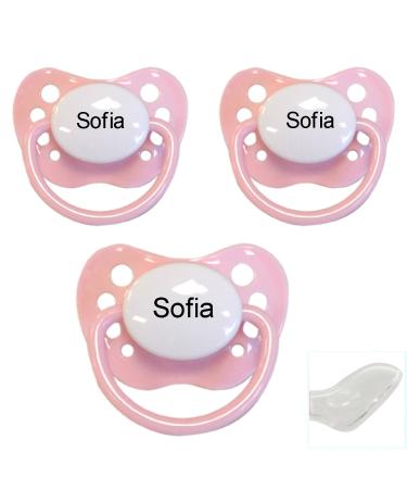 Babysutten Nip pacifier with name pink (pack of 3) silicone anatomical size 1. Size 1 pink white
