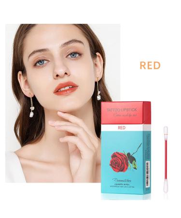 Eliversion 20Pcs Tattoo Lipstick Cotton Swab - Waterproof Non-Stick Lip Tint | Long Lasting Matte Lip Gloss Swab (Red) - Buy Online on GoSupps.com
