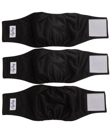 JoyDaog Belly Bands for Small Dog Diapers Reusable Dog Training Pants 3 Pack Black S(10"-13"Waist) Black (3 Pack)