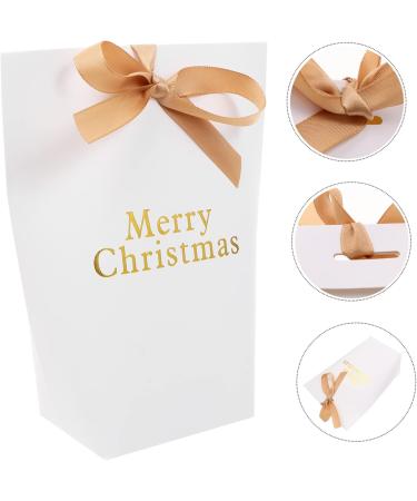SEWOART Paper Bag 10 Pcs Christmas Bag Boxes Holiday Treat Bags Candy Storage Bag Bronzing Storage Bags Treat Bag 16X13X5.5CM White - Buy Online on GoSupps.com