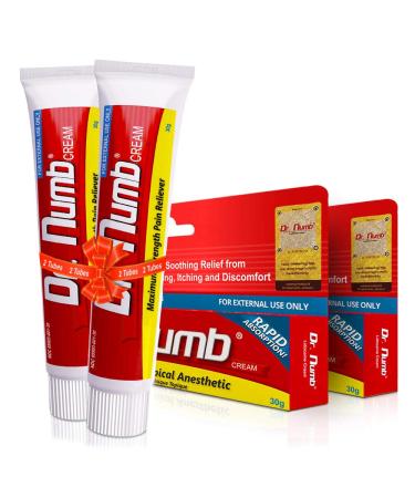 Dr. Numb 5% Lidocaine Cream - Maximum Strength Pain Reliever with Vitamin E - Prompt Soothing Relief from Painful Burning, Itching & Local Discomfort - Temporary Relief Pain for Hemorrhoids - 30g (2)