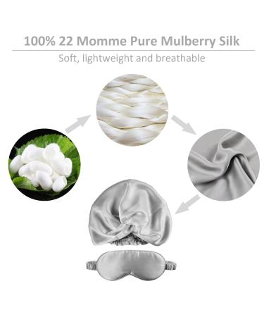 22 Momme 100% Pure Mulberry Silk Grey Sleep Cap for Women - Double Layer Hair Bonnet for Sleeping - Buy Online on GoSupps.com