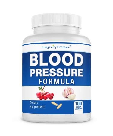 Longevity Blood Pressure Formula 100 Capsules - with 12+ Natural Herbs. Best Blood Pressure Supplement 100 Count (Pack of 1)