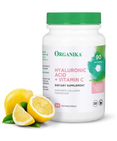 Organika Hyaluronic Acid Supplement with Vitamin C (90 Vegetable Capsules): Symbiotic Joint Wellness Collagen & Skin Hydration Powerhouse - Enhanced Hyaluronic Acid Supplements for Mobility & Beauty