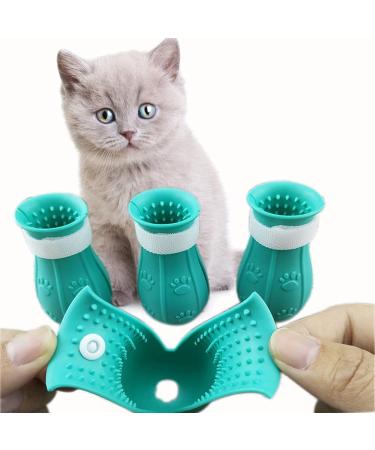 Tmsuxin Blue Cat Boots | Adjustable Anti-Scratch Claw Covers for Cat Grooming | Silicone Paw Protector Boots for Cat Bathing and Shaving - Buy Online on GoSupps.com