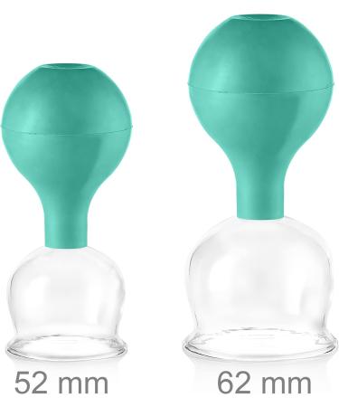 Pulox Cupping Glass Set of 2 - Real Glass Suction Cups (52mm & 62mm) - Green - International Shipping Available - Buy Online on GoSupps.com
