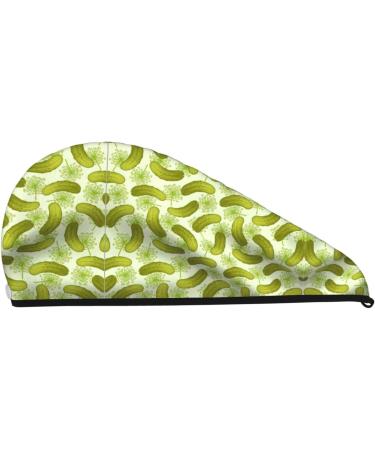 Sushi Dill Pickles Coral Velvet Dry Hair Cap | Quick-Dry Hair Towel Wrap for Women & Men | Ideal for Travel & Home - International Shipping Available - Buy Online on GoSupps.com