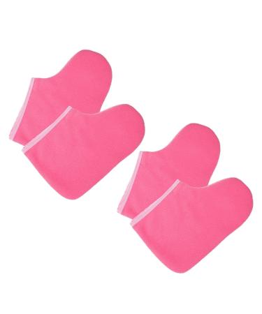 Uonlytech Paquet de Th rapie Cire Paraffine 2 Paires Couvre-pieds R utilisables pais Rose Fuchsia Bord Blanc Soins des Pieds Spa Professionnels Masque Hydratant et Chaleur Solide